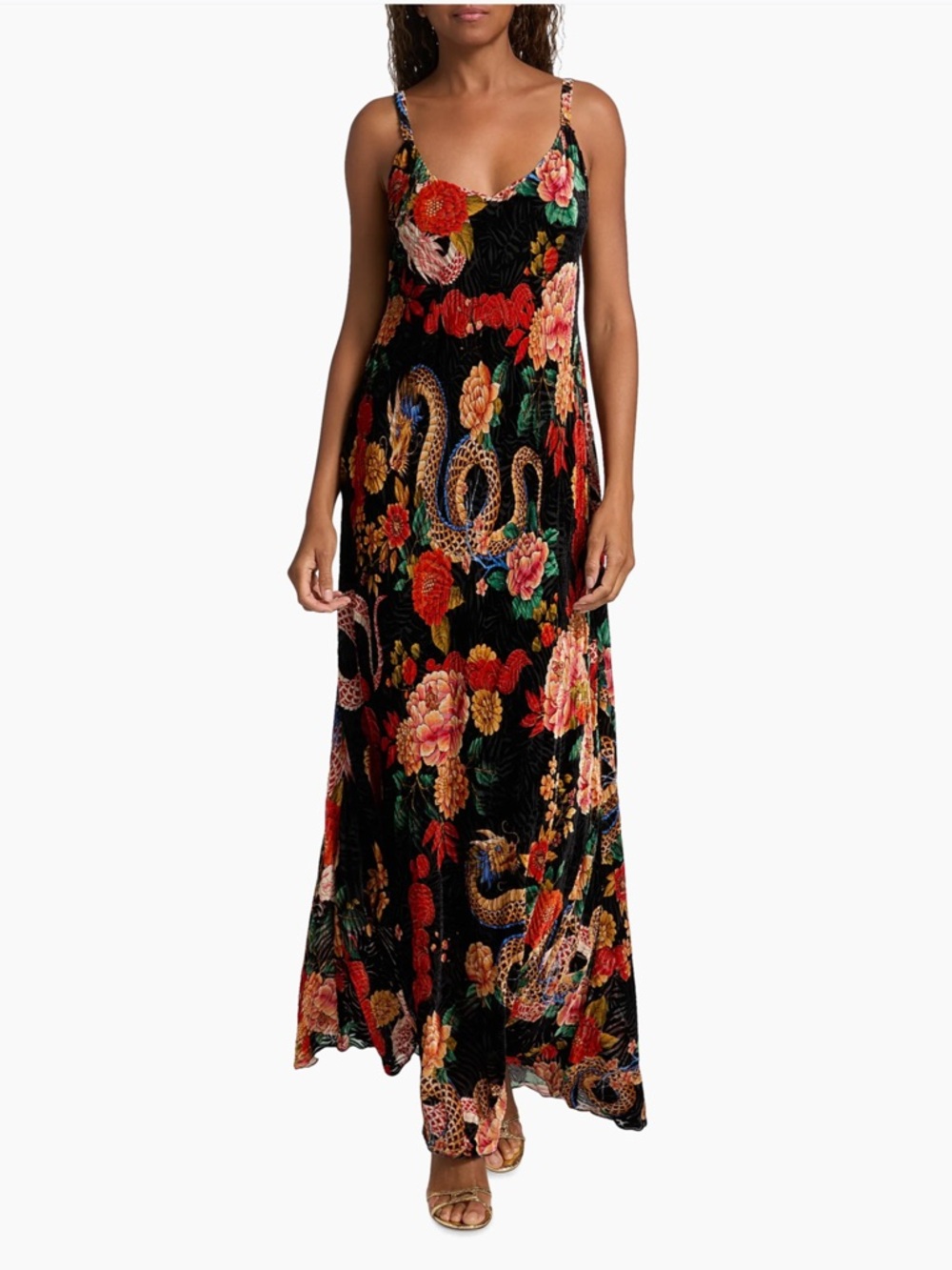 Johnny Was Kanako Velevet Burnout Maxi Dress Size Small